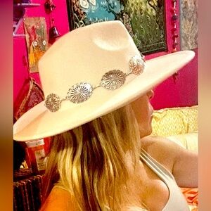 White Western Style Boho Hat.